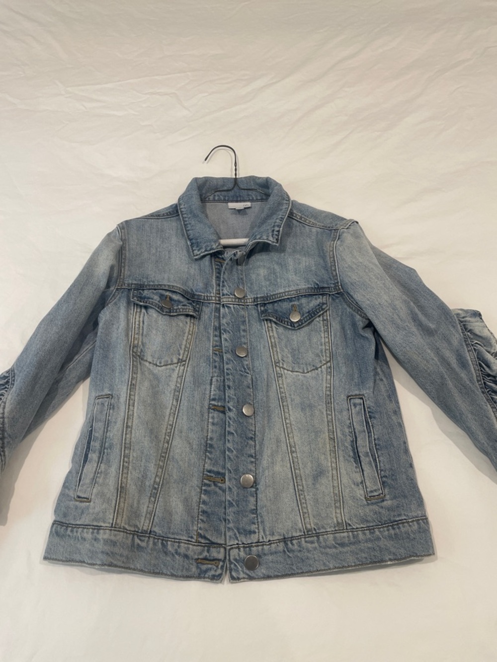 bp Light Blue Ruffle-Trim Denim Jacket - Picture 3 of 7